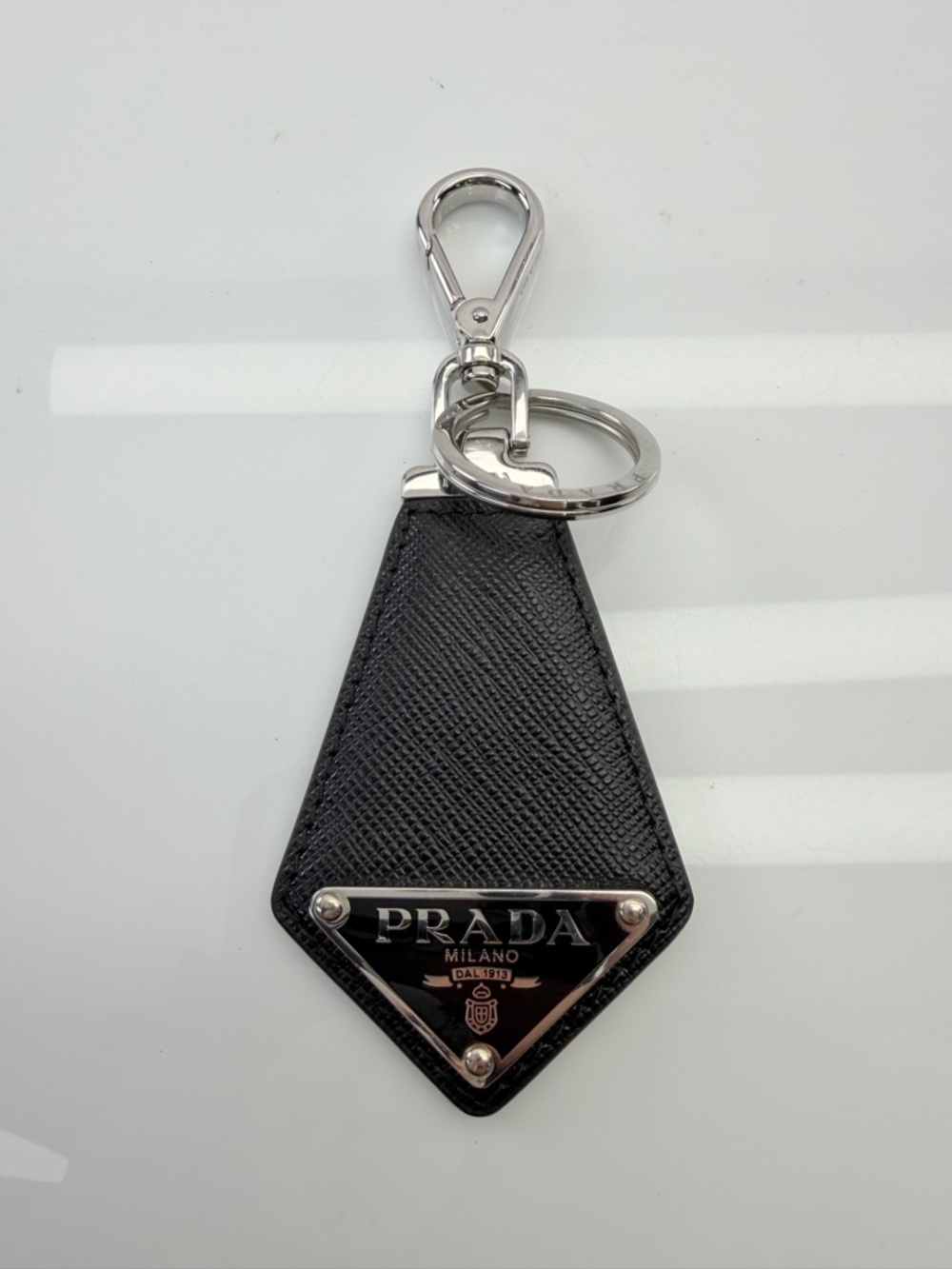 Prada Black Saffiano Leather Keychain